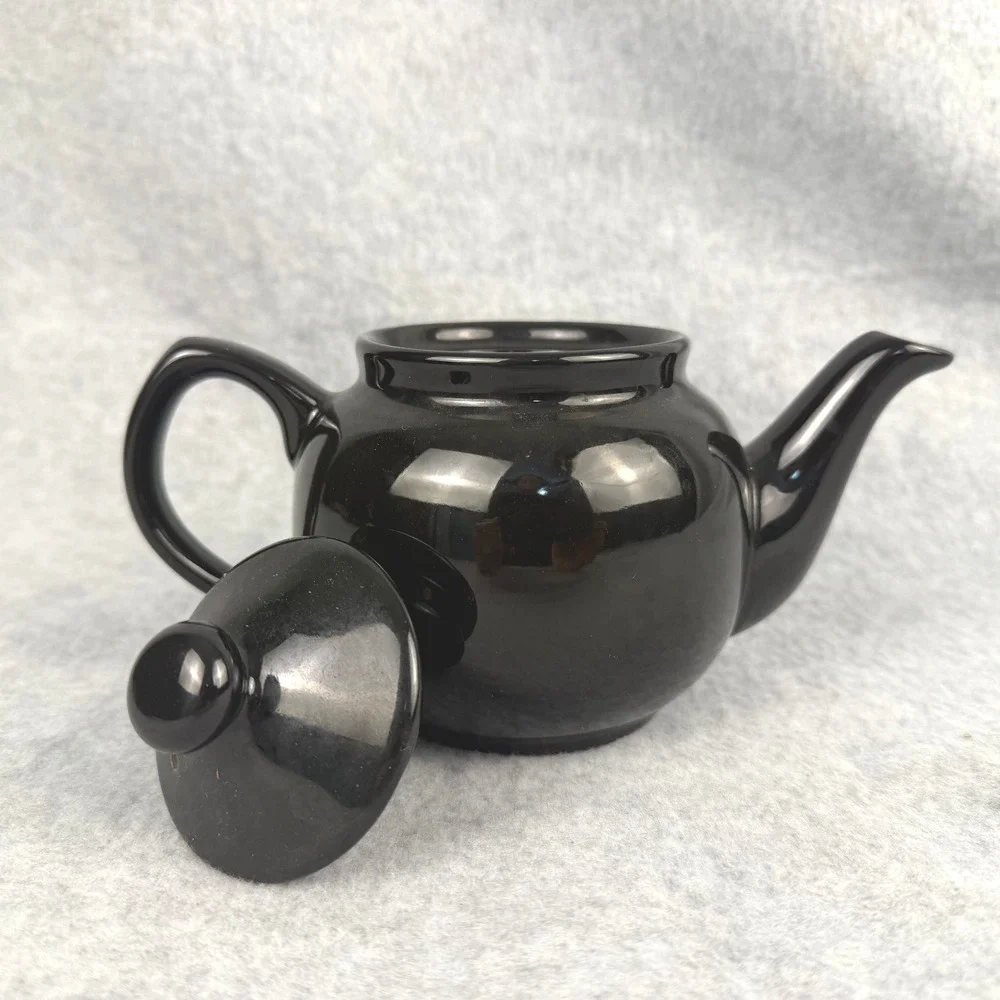Old Amsterdam Porcelain Works 2 cup Teapot Black Glossy Ceramic Tea Pot Modern